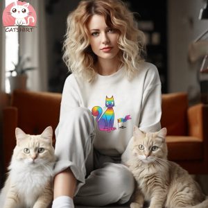 SPOOKY CAT PURRIDE WHITE BOXY SHIRT