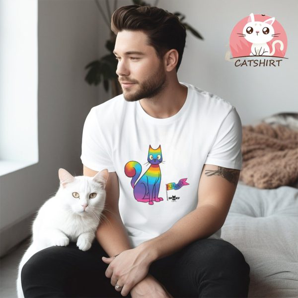 SPOOKY CAT PURRIDE WHITE BOXY SHIRT