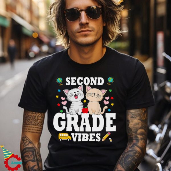 Second Grade Vibes Back To School Cute Cat Shirt