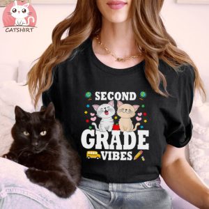 Second Grade Vibes Back To School Cute Cat Shirt