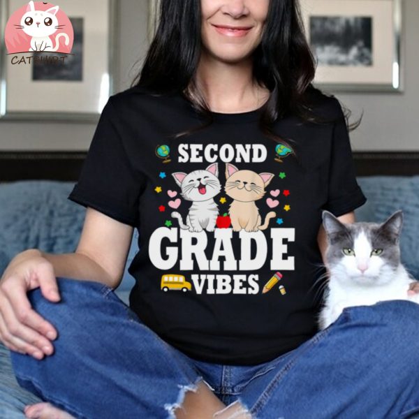 Second Grade Vibes Back To School Cute Cat Shirt