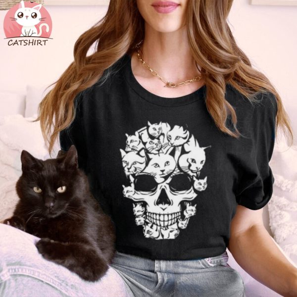 Skull Cat Shirt, Halloween Cat Shirt, Halloween Shirt, Ghost Shirt, Funny Cat Shirt, Boo Shirt