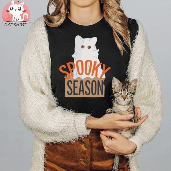 Spooky Season Cute cat as ghost T shirt