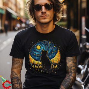 Starry Night Cat Vintage T shirt