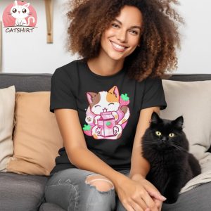 Strawberry Shake Strawberry Milk Cat Kawaii Neko Anime Shirt