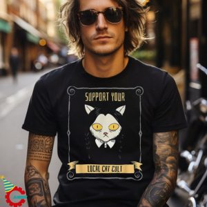 Support Your Local Cat Cult Retro Gothic Occult Nun Cat Shirt