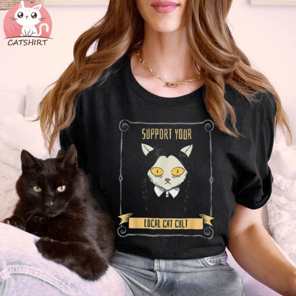 Support Your Local Cat Cult Retro Gothic Occult Nun Cat Shirt