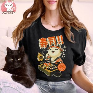 Sushi Chef Cute Kitchen Kitty Japanese Restaurant T Shirt