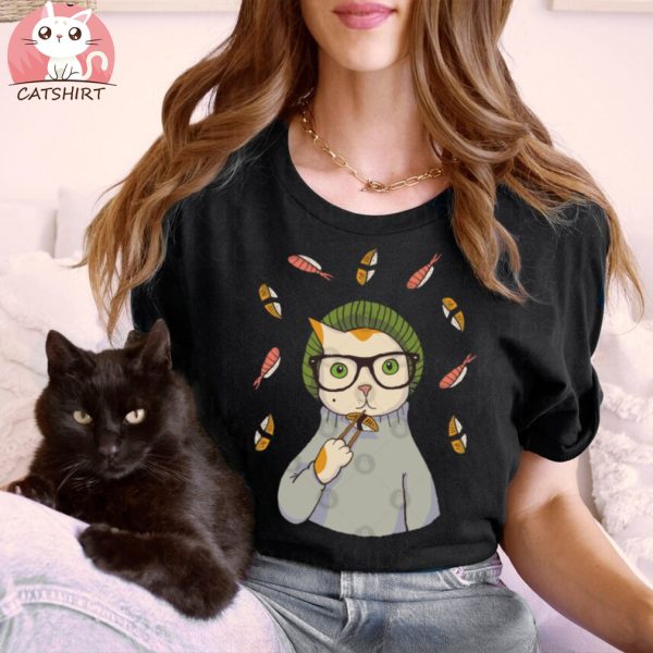 Sushi Hipster Cat T Shirt