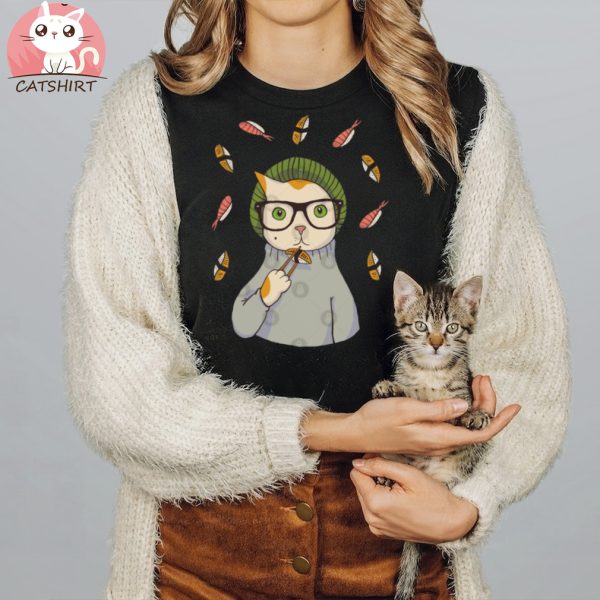 Sushi Hipster Cat T Shirt