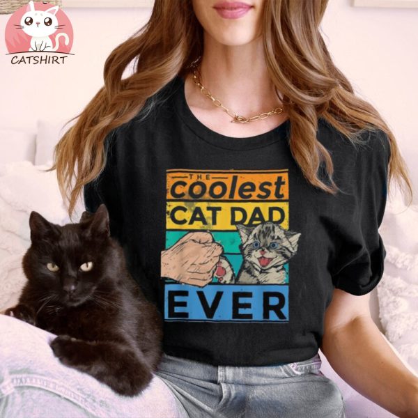 The Coolest Cat Dad Ever Vintage Style Cat Dad Shirt