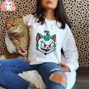 Trippy Cartoon Style Cat T shirt