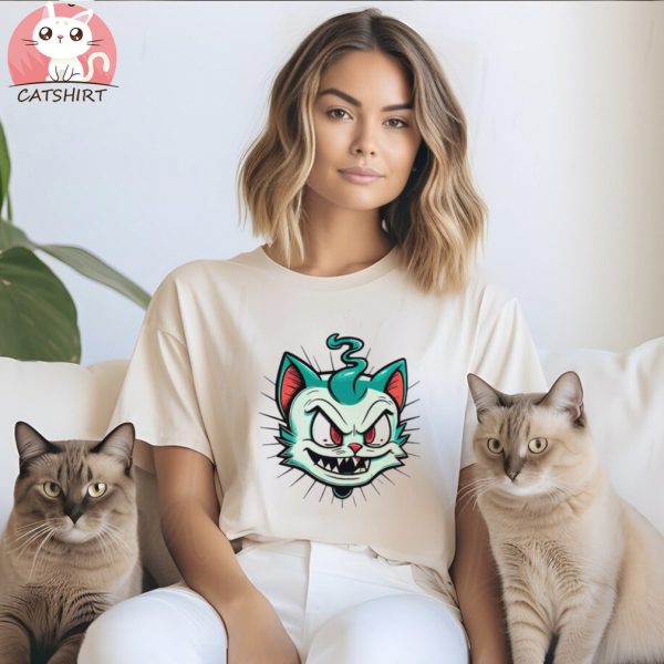 Trippy Cartoon Style Cat T shirt