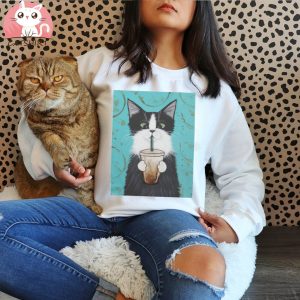 Tuxedo Cat with Iced Coffee Classic T Shirt