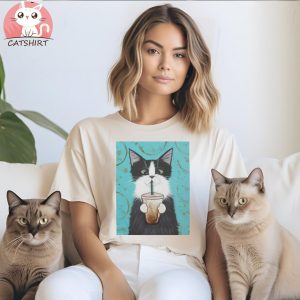 Tuxedo Cat with Iced Coffee Classic T Shirt