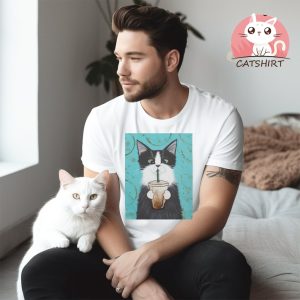 Tuxedo Cat with Iced Coffee Classic T Shirt