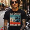 Vintage Best Cat Dad Ever American Flag Us Funny Fathers Day Shirt