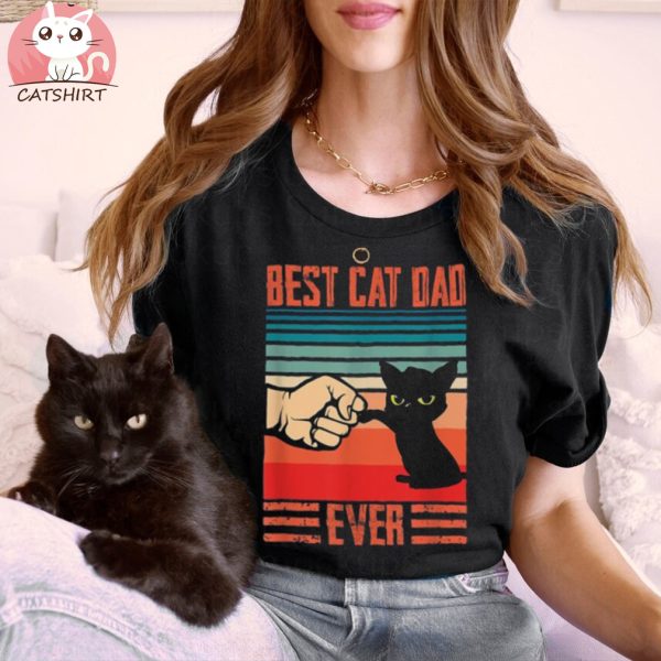 Vintage Best Cat Dad Ever Bump Fist Father’s Day Cat Daddy Shirt