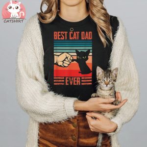 Vintage Best Cat Dad Ever Bump Fist Father’s Day Cat Daddy Shirt