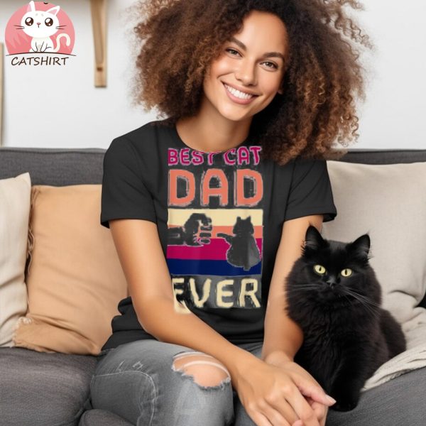 Vintage Best Cat Dad Ever Cat Daddy Kitty Cat Lover Cat Shirt