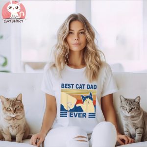 Vintage Best Cat Dad Ever Fist Bump Funny Cat Daddy Shirt