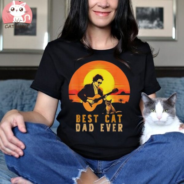 Vintage Best Cat Dad Ever Funny Cat Dad Unisex Shirt