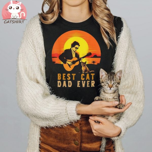 Vintage Best Cat Dad Ever Funny Cat Dad Unisex Shirt