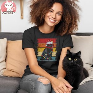 Vintage Black Cat Christmas Lights Shirt