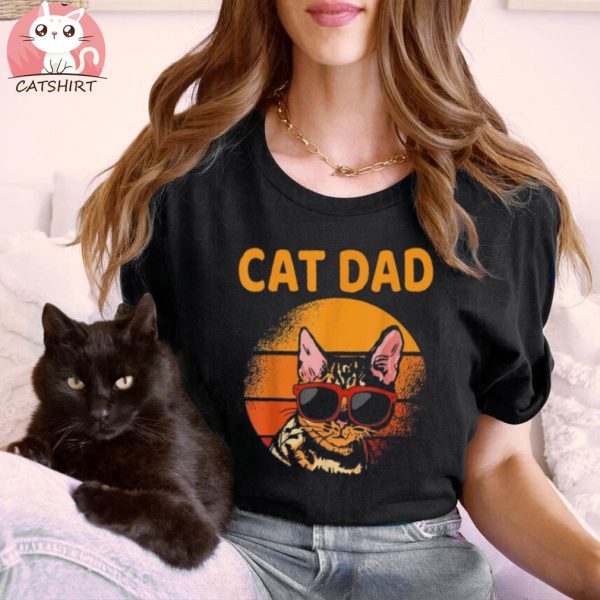 Vintage Cat Dad Retro Style Father’s Day Men Cat Distressed Shirt