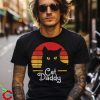 Vintage Cat Daddy Retro 70s 80s Black Cat Funny Cat Dad Men Shirt