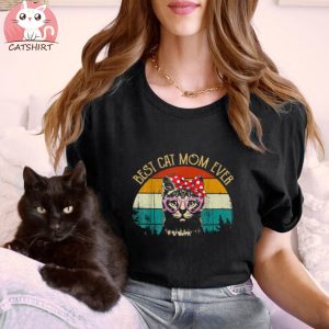 Vintage Retro Style Cat Gift Best Cat Mom Ever Shirt