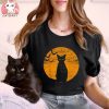 Vintage Scary Halloween Black Cat Retro Moon Cat Mom Shirt