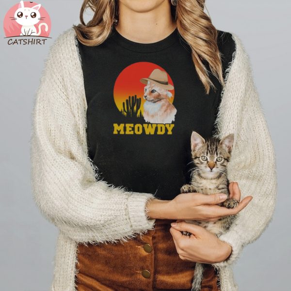 Western Cowboy Meowdy Cat T Shirt