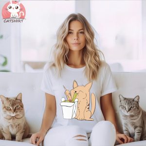 White Ramen Cat T Shirt