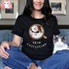 Women's T Shirt, Cats and Coffee, Cat Lovers, Funny Cat Shirt, Black and Blue Graphic Cat Shirt