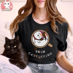 Women's T Shirt, Cats and Coffee, Cat Lovers, Funny Cat Shirt, Black and Blue Graphic Cat Shirt