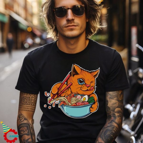 cat and ramen T Shirt