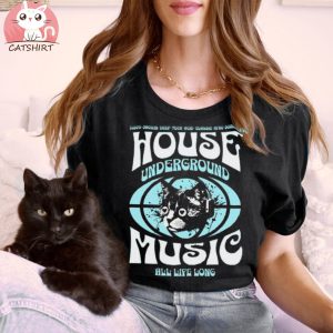 House Music Underground Cat Whiteblue T shirt