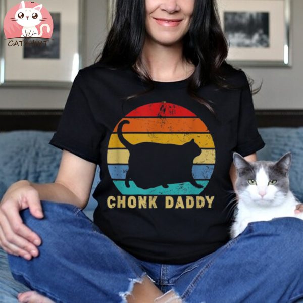 Chonk Cat Dad Scale Meme Funny Retro Style Daddy Cats Memes Shirt