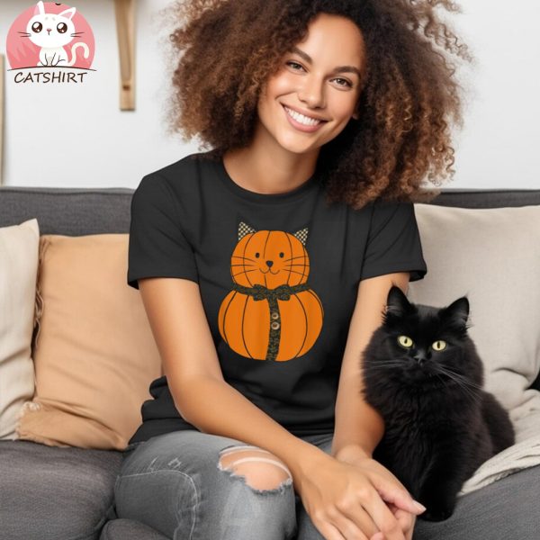 Fall Thanksgiving Cutest Pumpkin Cat Face Whiskers Halloween Shirt