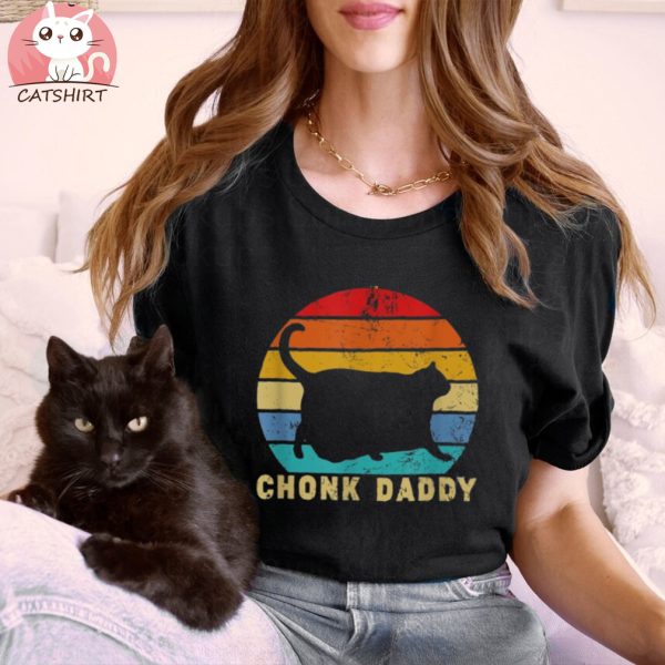 Chonk Cat Dad Scale Meme Funny Retro Style Daddy Cats Memes Shirt