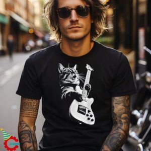 ock Cat Playing Guitar Funny Guitar Cat T Shirt