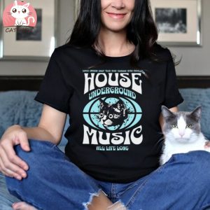 House Music Underground Cat Whiteblue T shirt