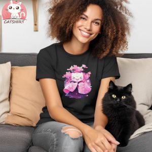 Cat Doll Cherry Blossom Japanese Landscape T Shirt