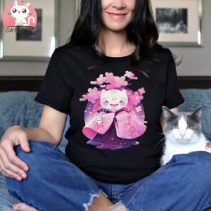 Cat Doll Cherry Blossom Japanese Landscape T Shirt