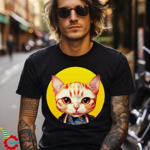 Cat In Kimono Rising Sun Circle Design T Shirt