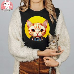 Cat In Kimono Rising Sun Circle Design T Shirt