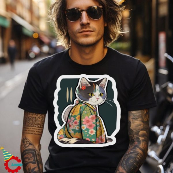 Cat Kimono Look T Shirt