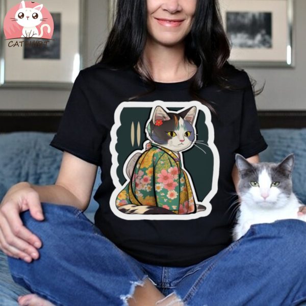 Cat Kimono Look T Shirt