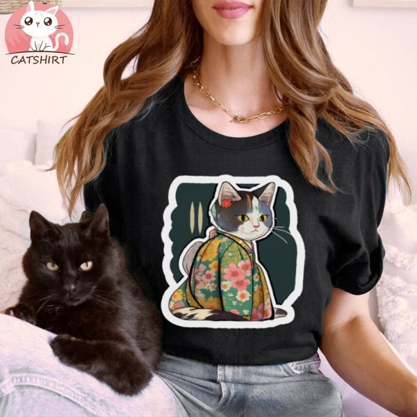 Cat Kimono Look T Shirt